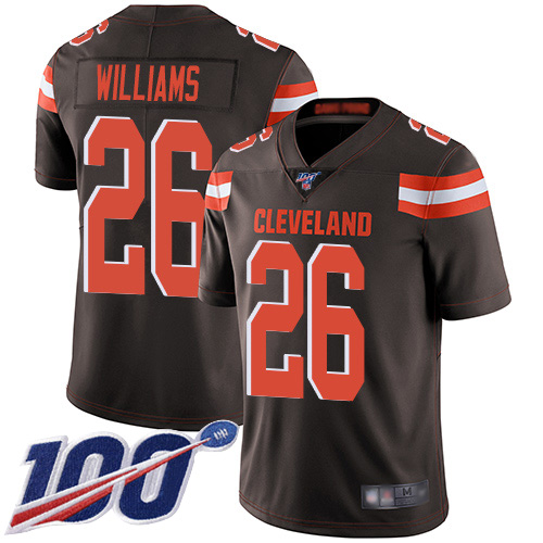 Cleveland Browns Greedy Williams Men Brown Limited Jersey #26 NFL Football Home 100th Season Vapor Untouchable